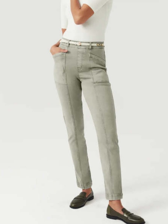 SPANX Denim - SPANX Stratch Twill Straight Leg Pants in Light Olive